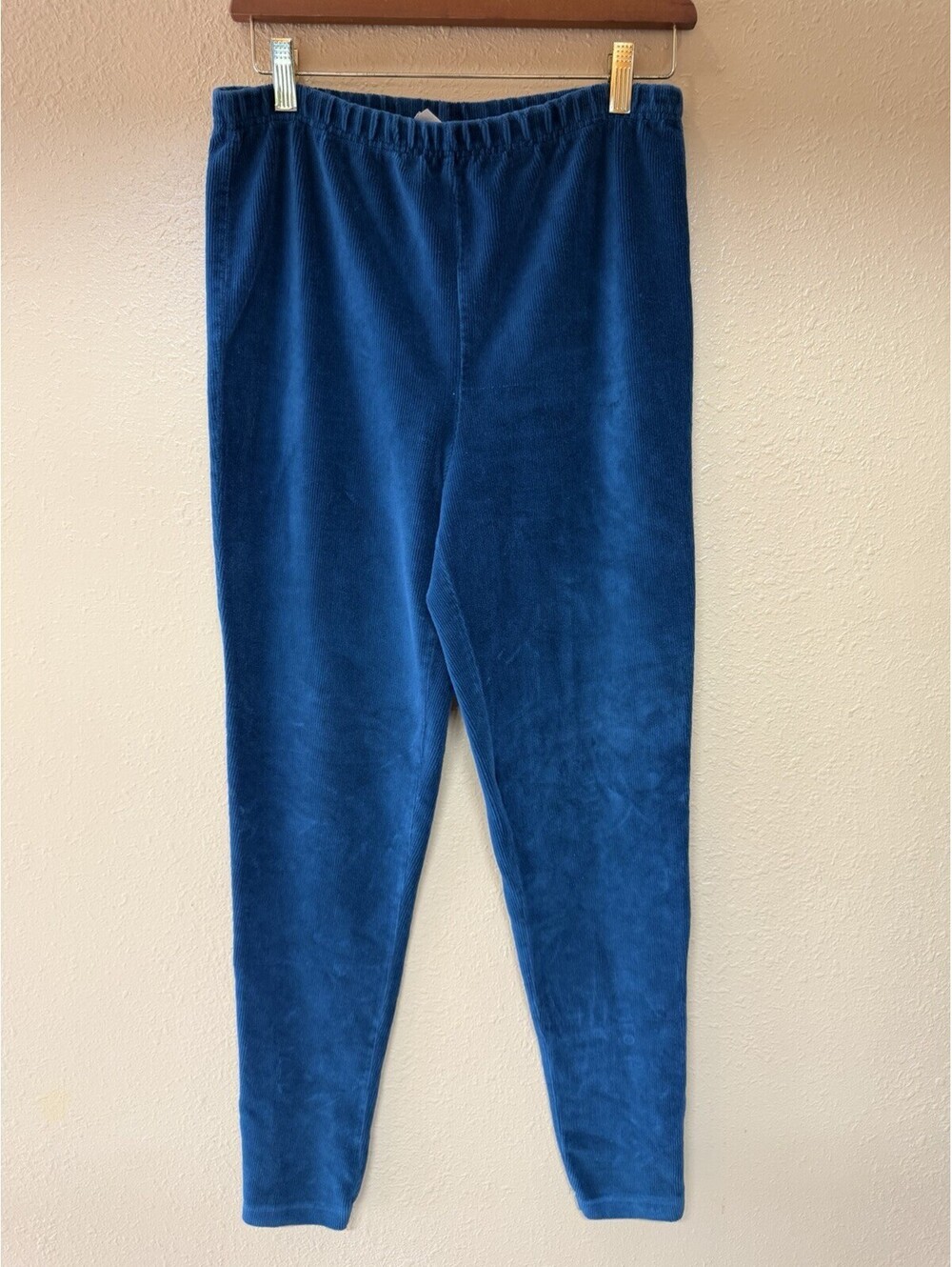 Partners Womens Turquoise Corduroy Elastic Waist Pants, Size Medium